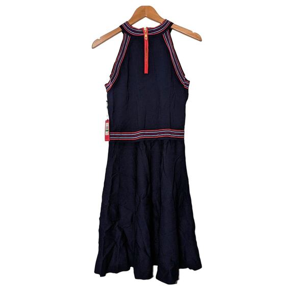 Vince Camuto Navy Blue Contrast-Trim Fit & Flare Halter Dress Size L - Picture 4 of 10
